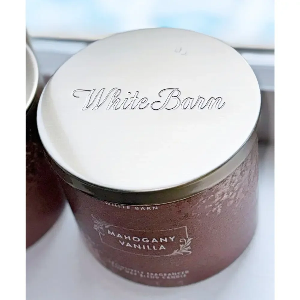 Lot of 2 Bath & Body Works Mahogany Vanilla Scented Large 3-Wick Candle 14.5oz